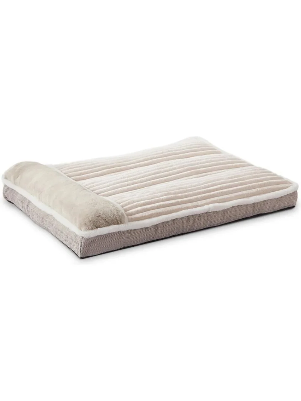 Cozy Dog Bed with Pillow for Large & Medium Breeds - Soft Crate Mattress (Beige)